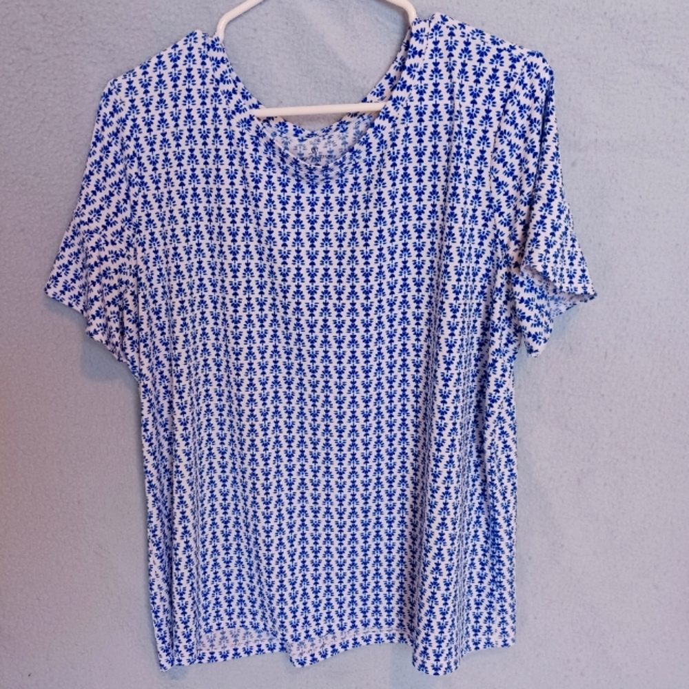 White and Blue Floral Blouse